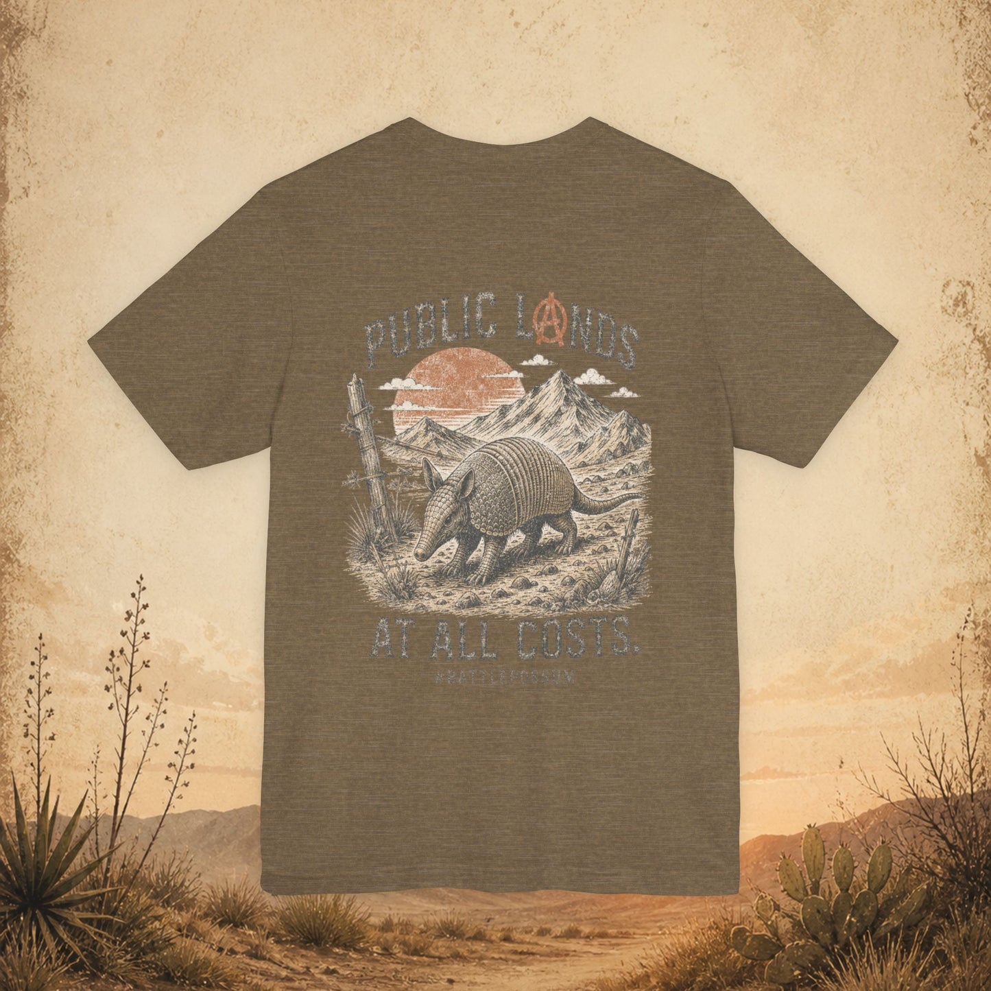 Public Lands Armadillo Tee — "Public Lands At All Costs" Graphic T‑Shirt