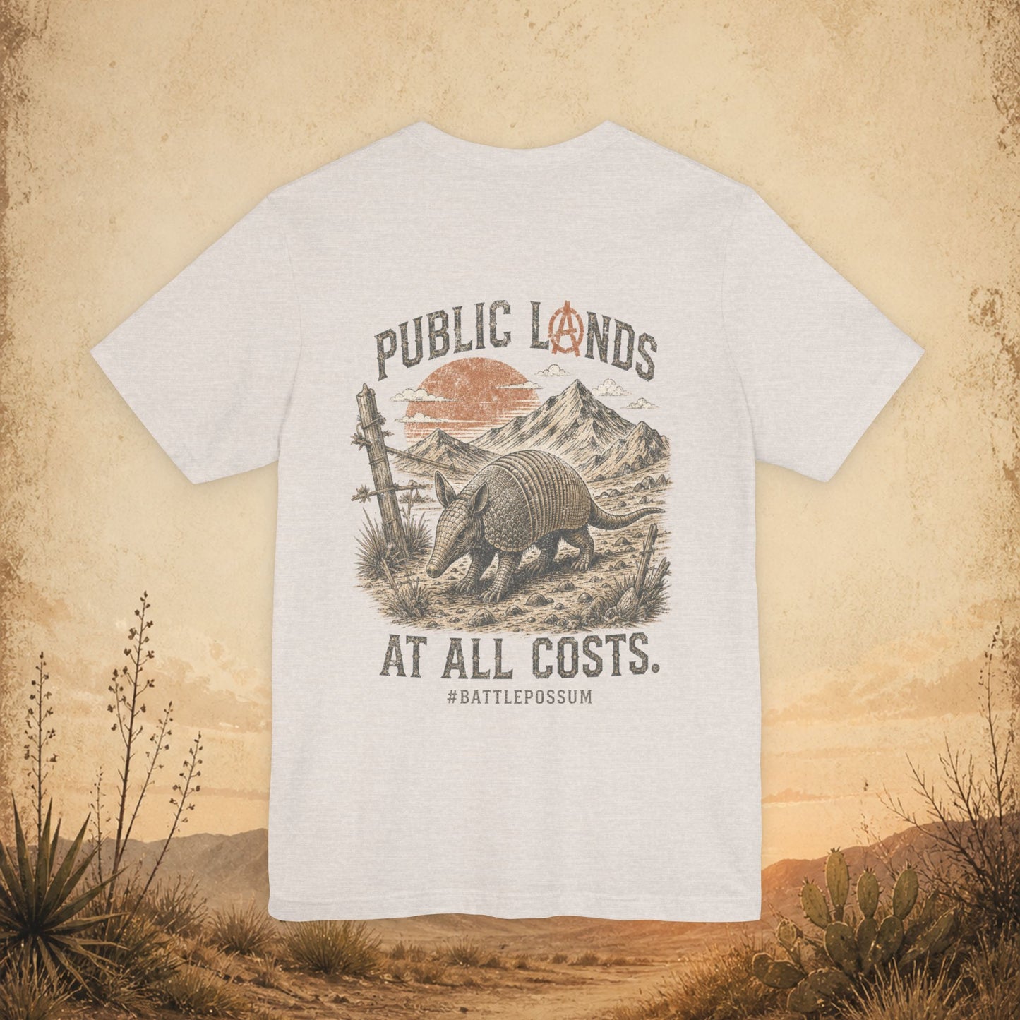 Public Lands Armadillo Tee — "Public Lands At All Costs" Graphic T‑Shirt