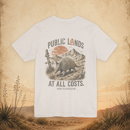 Public Lands Armadillo Tee — "Public Lands At All Costs" Graphic T‑Shirt