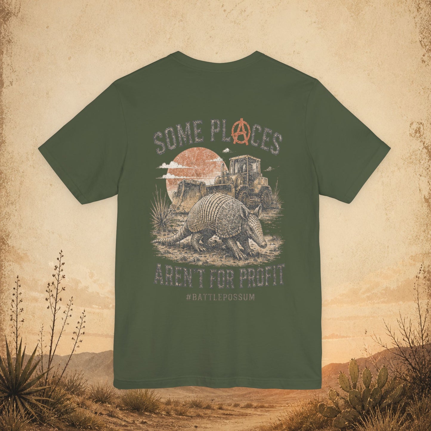 Public Lands Armadillo Tee "Some Places Aren’t for Profit"  — Outdoor Conservation Shirt