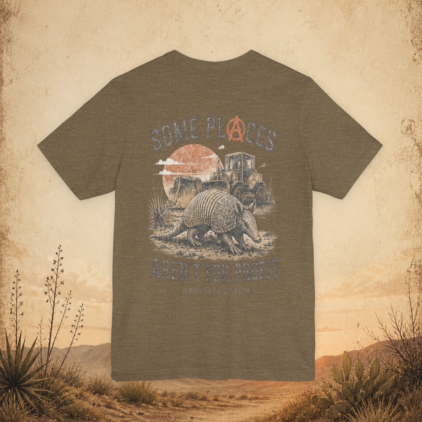 Public Lands Armadillo Tee "Some Places Aren’t for Profit"  — Outdoor Conservation Shirt