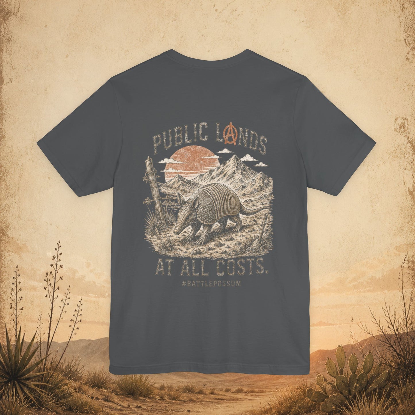 Public Lands Armadillo Tee — "Public Lands At All Costs" Graphic T‑Shirt