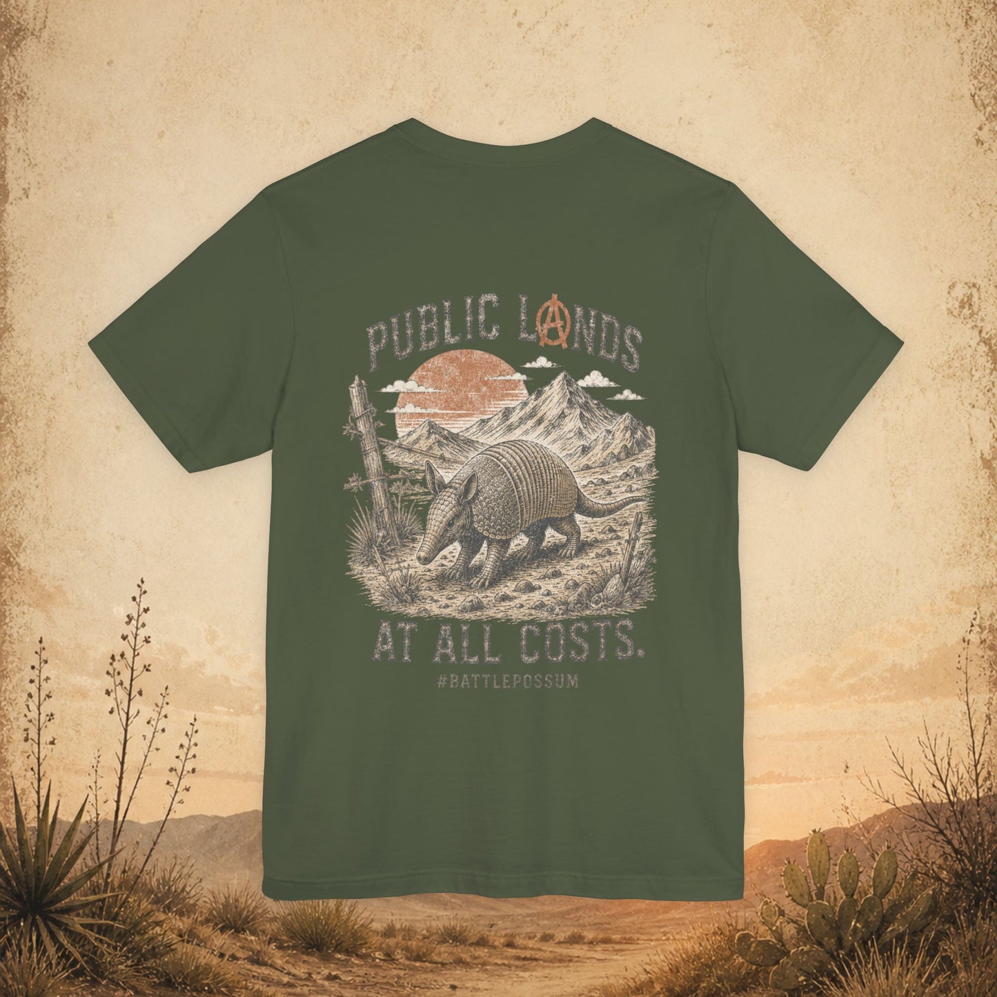Public Lands Armadillo Tee — "Public Lands At All Costs" Graphic T‑Shirt